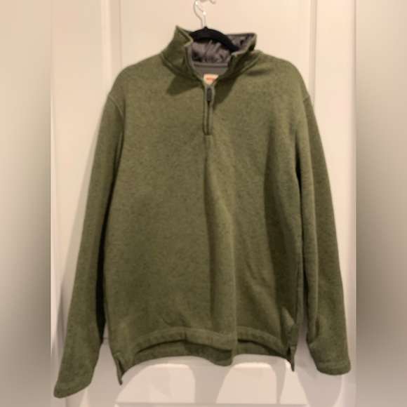 Wrangler Mens Large Quarter Zip Long Sleeve Green Casual Fall Western Sweater - Picture 1 of 4